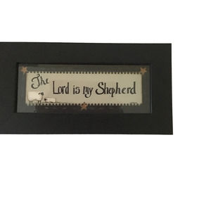 Primitive “The Lord is my Shepherd” Wall Plaque Glass Front Frame